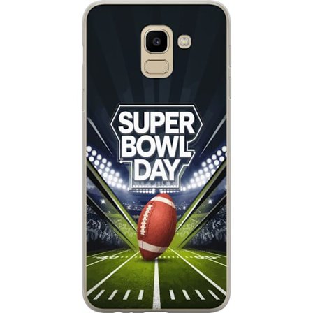 Yhteensopiva Puhelinkuori Samsung Galaxy J6 Super Bowl Day juliste, jossa amerikkalainen jalkapallo valaistuksella varustetulla areenalla dramaattises