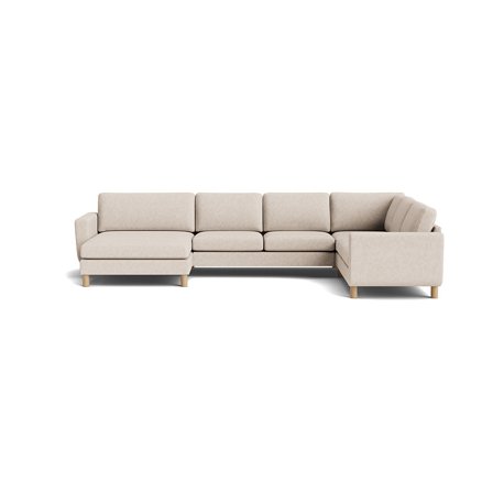 Vendbar U-sofa - Haven Aragon Beige Sofa - 361x255x86cm - Komfortabel Koldskum, Massiv Eg Ramme - Stilfuld & Praktisk U-formet Sofa