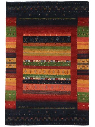 Gabbeh Loribaft Teppich 123X181 Schwarz/Dunkelrot Wolle, Indien