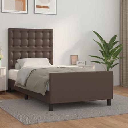 Vidaxl Sängram Med Huvudgavel Brun 100x200 Cm Konstläder Brun