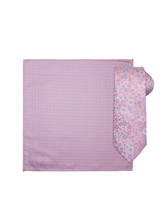 MATCH - Santi silkeslips og lommetørkle - Intex - Str. ONESIZE - Herre - Tilbehør - Rosa - 100% Silke