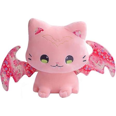Söt kattunge plyschleksak Galen katt med fladdermusvingar Söt Kawaii katt plyschleksaker för barn Pink cat
