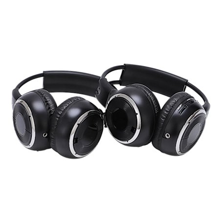 2 x Dubbla Infraröd Stereo Trådlösa Hörlurar Headset IR Bil DVD-spelare Nackstöd Svart(Svart)