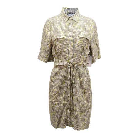 Equipment Axelle Belted Printed Crepe Kjole in Viscose Grå, Dame