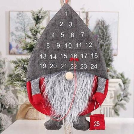 Juladventskalender,adventskalender, 24-dagars julkalender, svensk tomte GNOME Plyschdockakalender,