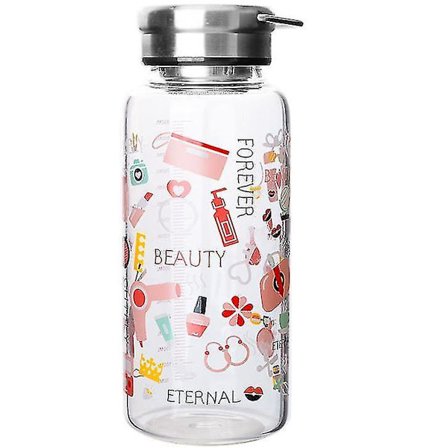 Mode Graffiti Glasvattenflaska 1000ml Rymdrosa