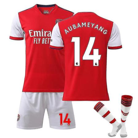 Arsenal Home Lapset Miesten Jalkapallosarjat Jalkapallo Jersey Harjoituspaita Puku 21/22 Aubameyang / Simth / Saka / Pepe Aubameyang 14 Kids 26(140-