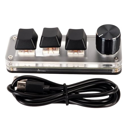 Röd Switch Macro Tangentbord Plug Play Ergonomisk Anpassad Joystick USB Mini Tangentbord PC 3 Tangenter 1 Joystick