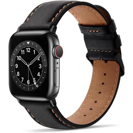 Svart - Kompatibel med Apple-rem 45mm 44mm 42mm 49mm skinn