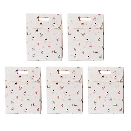 5 st Jul Presentpapper Lådor Med Handtag Flip Cover Santa Godis Paket Väska
