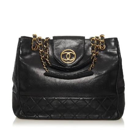 Chanel Vintage, Pre-owned Leather totes Zwart, Dames, Maat:ONE Size