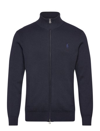 Polo Ralph Lauren Rib-Knit Cotton Full-Zip Sweater - Navy - M
