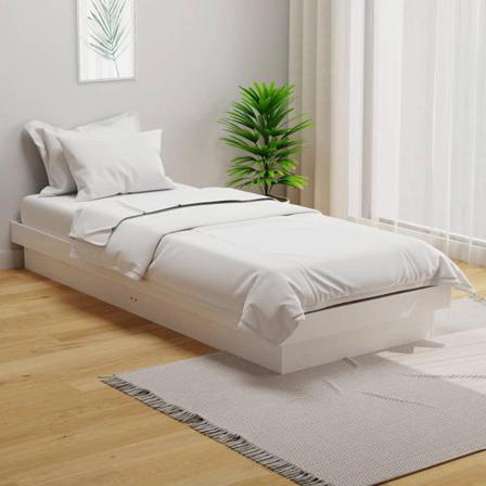 Vidaxl Sängram Vit Massiv Furu 75x190 Cm Vit