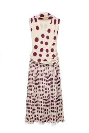 Kristine Bennigsen x NA-KD Pleated Skirt Maxi Dress with Scarf - Prikkede Kjoler - Prikket - EU 40