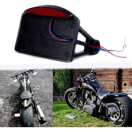 Motorcykel Baglygte Bremselys 12V Signallys Nummerpladelys med beslag til Bobber Chopper Sportster Dyna Softai - Sort