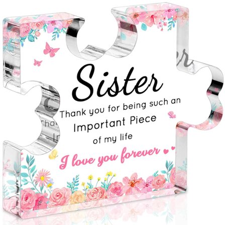En bursdagsgave til søsteren min - en akryl puslespillfigur, 8,5x7x1 cm, en perfekt gave til min beste søster.