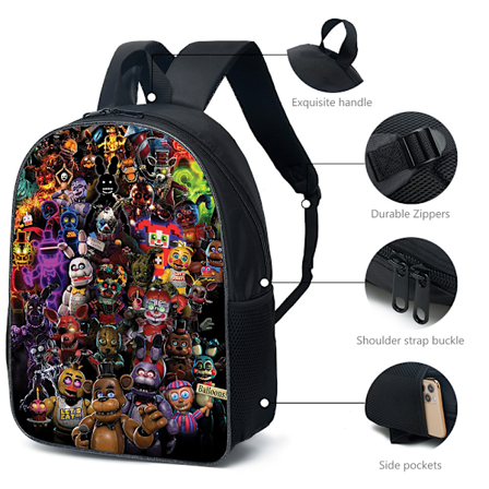 FNAF Five Night At Freddy Ryggsäck Vattenavvisande College Skolväska Resväska Vandring Camping Dagryggsäck för Vuxna