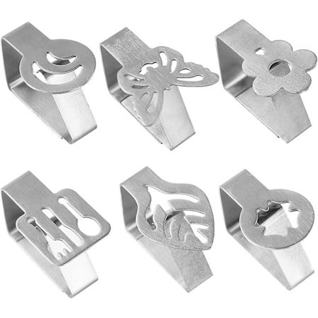 Dugclips, Bi-lignende Rustfrit Stål Dugklemmer, Ideelle Dugholdere Til Hjemmet, Picnic, Fest (sølv6stk)