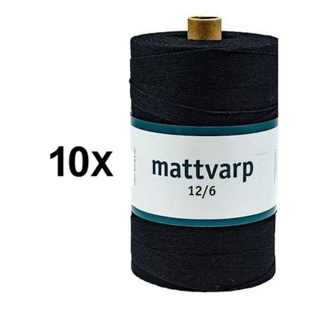 10 stk. ruller Ekstra stærk Bomulds Trendtråd 12/6 Sort - 500 gr / rulle Sort