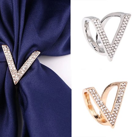New 1PCS Luxury Scarf Buckle Wedding Hoop Brooch Pins for Women Crystal Holder Silk Shawl Buckle Ring Clip Scarf Jewelry Gift