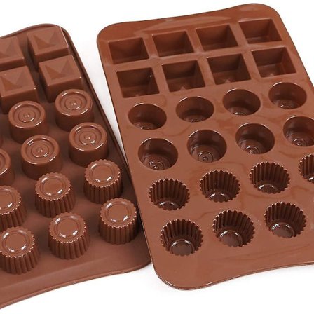 24-håls Chokladform, 4-pack, Icke-klibbig, Livsmedelsgodkänd Silikonform för Choklad, Godis, Gelé, 3 Stilar