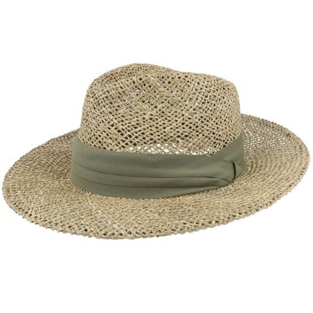 Seeberger - Beige fedora Hatt - Seegras Natur/Khaki Straw Fedora @ Hatstore