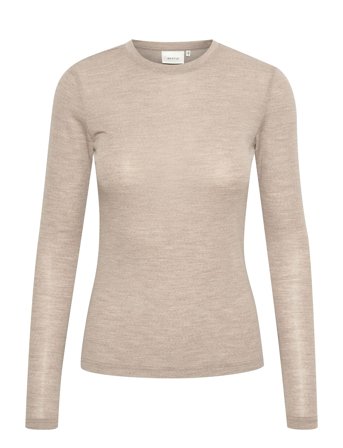 Niniagz Ls Wool Roundneck Noos Pullover Beige Gestuz*Betinget Tilbud