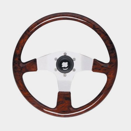 Timón lancha a motor Ultraflex Corsica, aluminio con madera, Ø350 mm, excl. cubo, marrón/plata