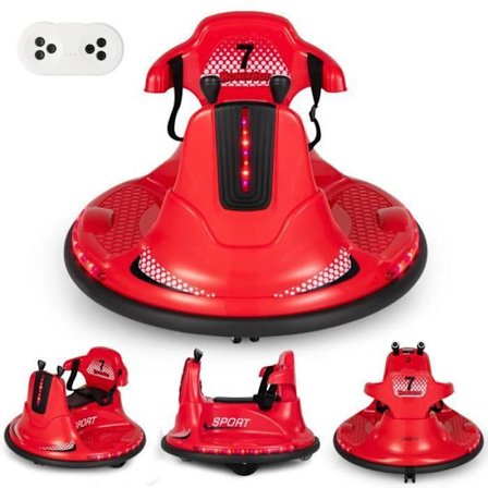 COSTWAY elektrisk kofangerbil 360° 6V til børn - 2,4G fjernbetjening - Anti-shock konturer, 2 motorer 3-8 år rød