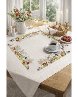 Stickpackung Tischdecke Tindra ohne Garn – Tischdecke mit Aida-Borte für Kreuzstich