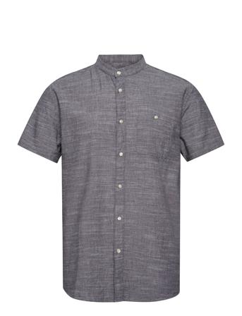 Relaxed Structured Shirt Kortärmad Skjorta Grå Tom Tailor