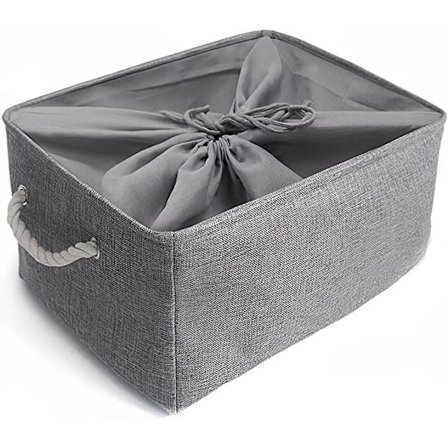Grå XL, Vaskbar foldebar forstærket lærreds opbevaringskurv med