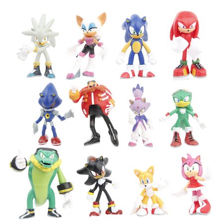 12 stk Sonic-leker, 1.68-2.22" høye actionfigurer lekesett for gaver, dekorasjon, samling, etc. Overraskende jule- og bursdagsgave til barn, gutter og