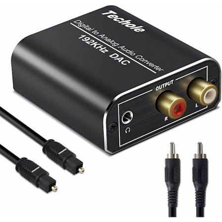 Dac Audio 192khz, Aluminium Dac Digital Til Analog Lydkonverter, Digital Spdif Toslink Til Stereo L/r Rca 3.5mm Jack Med Optisk/koaksialkabel Til Hd