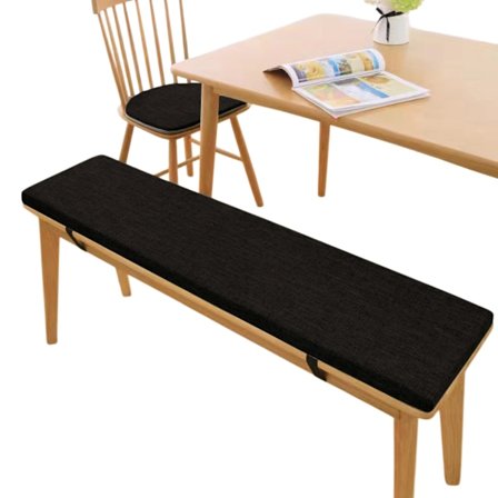 Bænkpude i hør, skridsikker stolpude, skopudebænkpude med bindebånd, sort