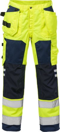 Fristads Herr Varsel Hantverkarbyxa 2025 PLU, klass 2, Varsel Gul/Marinblå