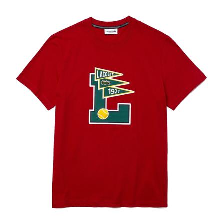 Lacoste Pennants L Badge Cotton Tee Rød, Herre T-shirts, Størrelse: M
