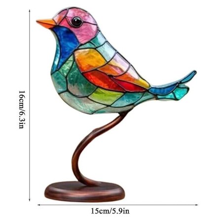 Farvet Glasfugle Ornament Fugle På Gren Skulptur Statue Hjem Bord Dekoration