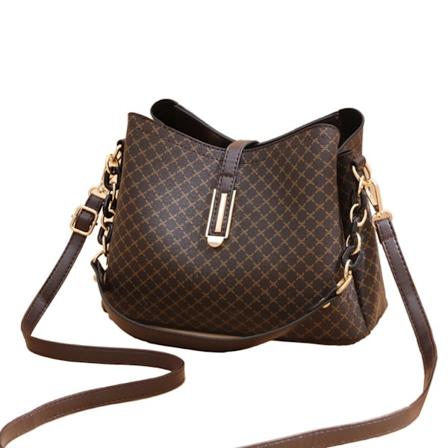 Kvinnors hinkväskor PU Stor kapacitet Fashionabla tryck axel hinkväskor Enkla handväskor för dagligt bruk Kaffe Fri storlek[C]