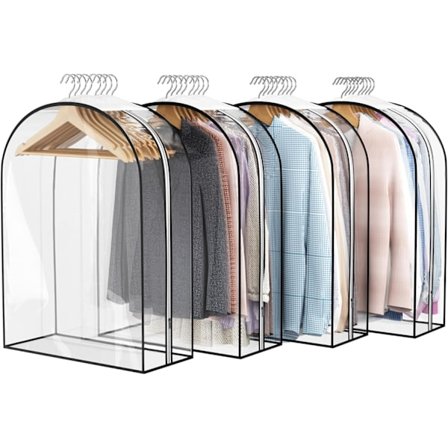 4-pakning med klesposer med glidelås for oppbevaring i skapet