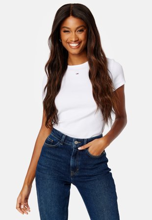 TOMMY JEANS - Slim Essential Rib SS - YBR White - Kläder - - Bubbleroom