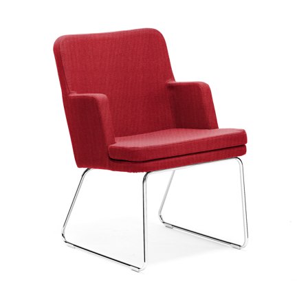 Sessel EASY, Kufengestell aus Chrom, Medley-Stoff, rot