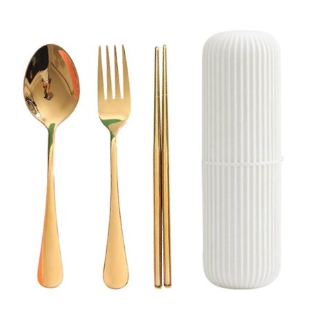 Rustfrit stål udendørs bestik opbevaringsetui med gaffel ske spisepinde sæt j17 LTV