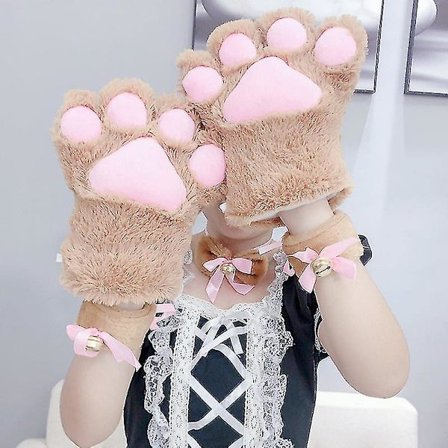Kattepotehandsker Hyggelige Dyre Fuld Finger Bjørneklo Votter Vinter Plys Handske Halloween Cosplay Kostume Rekvisit Til Børn Voksne