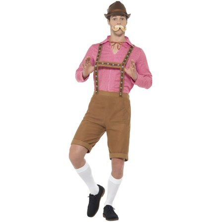 Oktoberfest/Tyrolerdräkt Röd & Brun XL - Partyninja.se