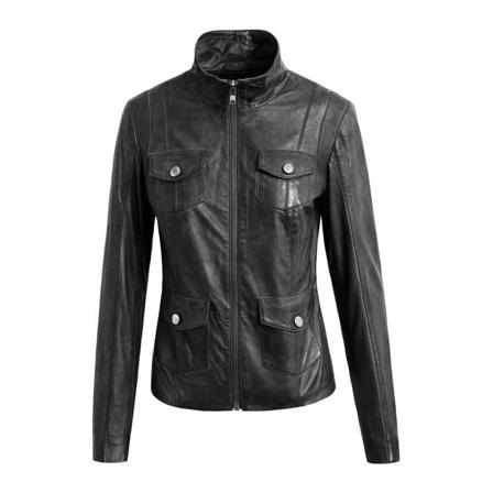 Btfcph, Jacket W. High Collar 4 Pock Skind 10693 Zwart, Dames, Maat:M,leather