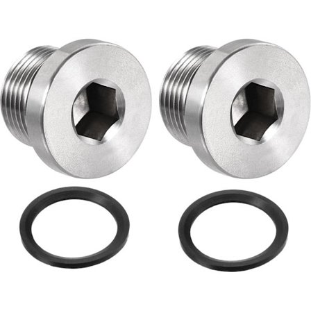 Rustfrit stål indvendig sekskantet hoved M20x1,5 rørfittingsprop med tætningsring til rørender 2 stk