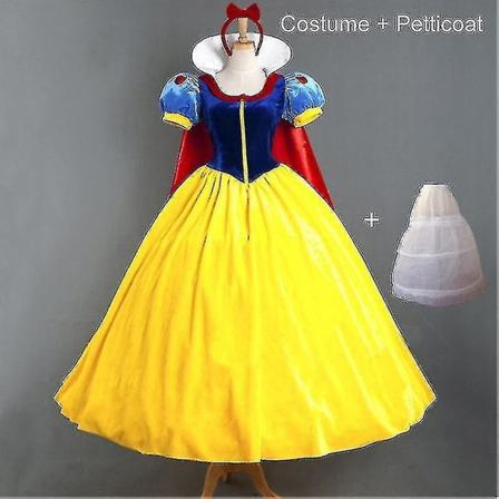 2023-vuxen Cosplay-klänning Snövit flicka prinsessklänning kvinnor vuxen tecknad prinsessa Snövit Halloween-festdräkt-1 (FMY) Adult Sets XXL