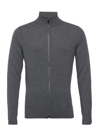Merino Zip Through Jacket Knitwear Full Zip Jumpers Grå Calvin Klein*Betinget Tilbud