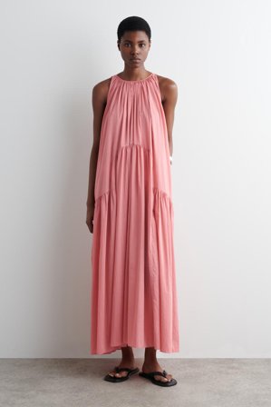 COS Women's Gathered Halterneck Maxi Dress in Pink